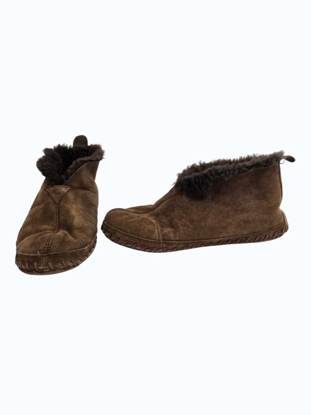 L.L.Bean Wicked Good Slippers 11 M Brown Fur Shearling Suede Womens Moccasins  U